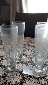 4 TALL BEER GLASSES