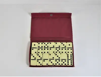 Vintage Bakelite Dominoes By Cardinal In Original Red Vinyl Box, View more