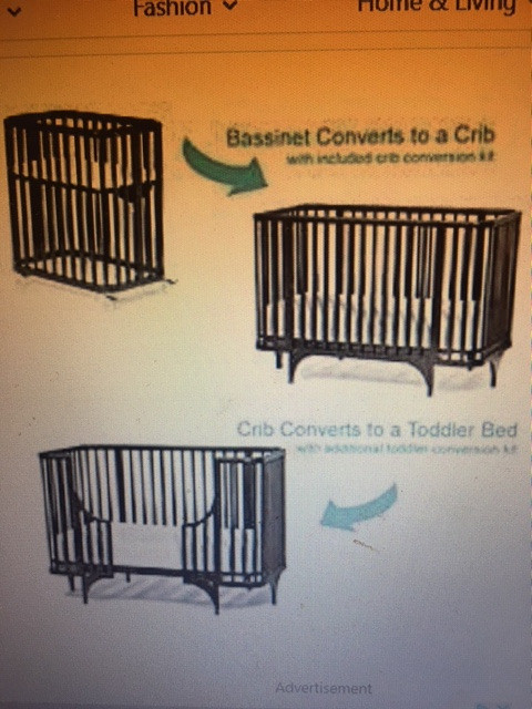 (like Stokke) Argington Bam 3in 1  Bassinet/ Crib/Toddler bed in Cribs in Mississauga / Peel Region