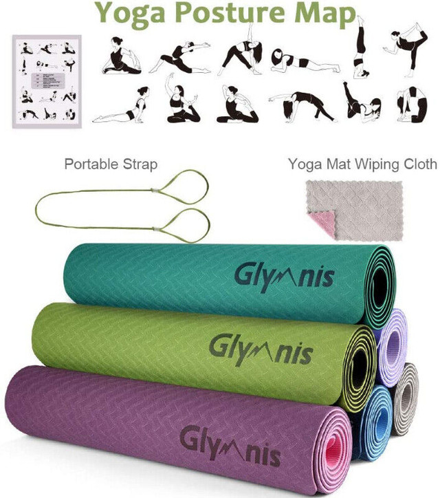 Glymnis Yoga Mat Non Slip Yoga Mat Exercise Mat with a Yoga Mat in Arts & Collectibles in Mississauga / Peel Region - Image 2