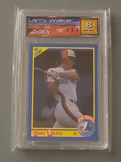 1990 Score Baseball Larry Walker Rookie Card Graded PGX 8 HOF, View more