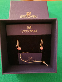 ( NEW ) Swarovski  - Genuine Crystal Pink Heart Earrings