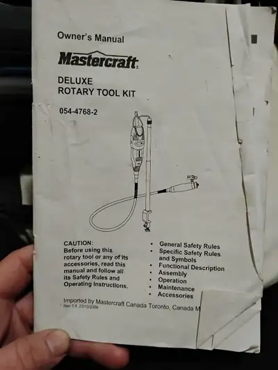 This is a Mastercraft Deluxe Rotary Tool Kit, a versatile set perfect for various DIY projects. This...