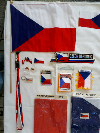 3 x 5 ft flag, 2 x 3 ft flag, 12 x 18 in. flag, 4 x 6 in. Flag, Mini banner, stickers, pins, iron on...