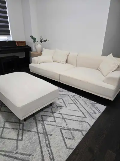 Luxury Chenille Sofa with Ottoman, View more