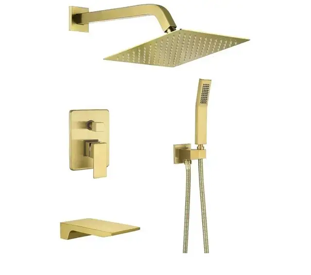 Bathtub Shower System Brushed Gold Shower Fixtures 