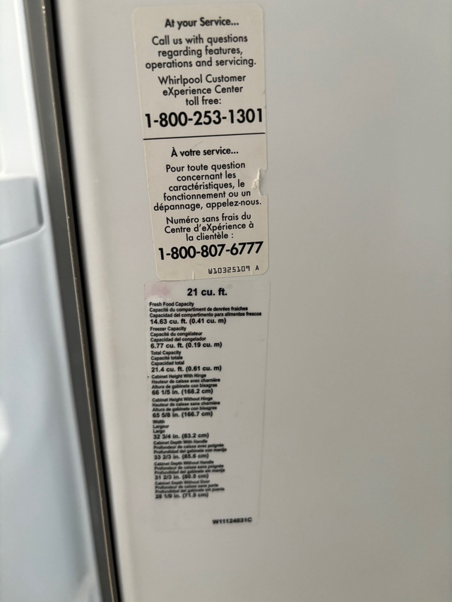 Whirlpool side by side refrigerator  in Refrigerators in Edmonton - Image 4