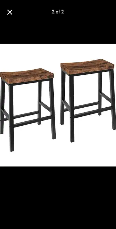Set of 2 Brown Bar Stools, View more