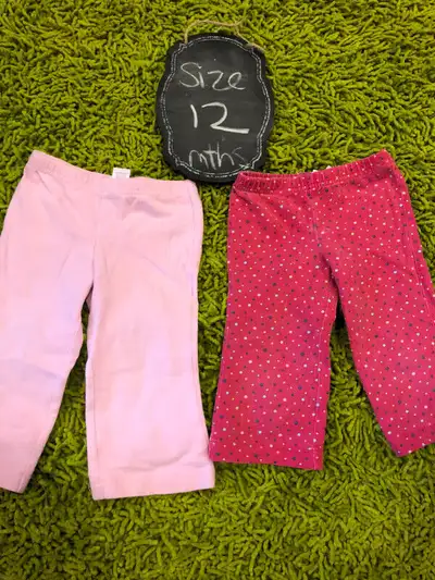 2 pairs of girls pink cotton pants - 12 months, View more