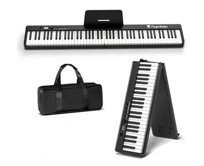 FingerBallet Portable Piano Keyboard, Semi-Weighted Folding Digi, View more