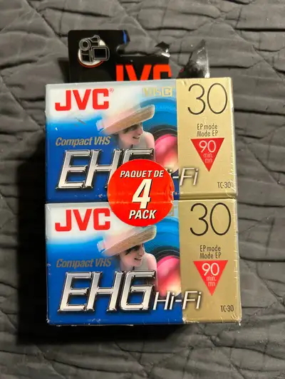JVC Compact VHSC EHG HiFi 30 VHSC EP90 Minute Pak of 4 New, View more
