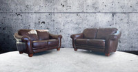 High End Top Grain Leather Love Seats (Set of 2)