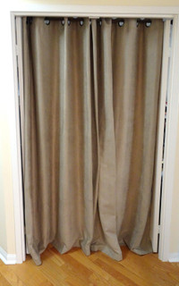 HOME DÉCOR Light Taupe Faux Suede Curtain Panel x 2