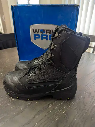 Selling a pair of 8" high Work Pro men's aluminum toe/Sole plate work boots. Lightweight and comfort...