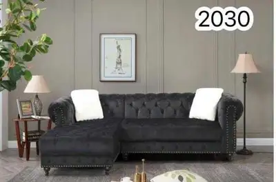 Velvet Chesterfield Sectional Sofa, View more