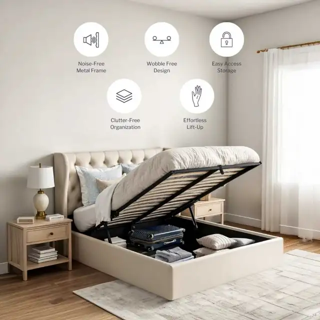 Queen storage bedframe  in Beds & Mattresses in Vancouver - Image 2