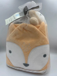 Cloud Island 6 Piece Baby Fox Bath Towel & Washcloth Gift Set 