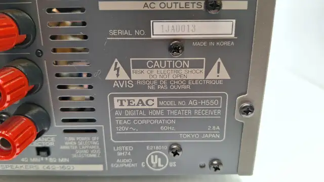Teac AG-H550 AV Digital Home Theater Receiver in Stereo Systems & Home Theatre in Ottawa - Image 6