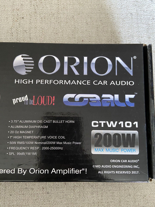 Orion CTW101 tweeters, 50watts RMS, BNIB speakers in Audio & GPS in City of Toronto - Image 3