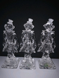 Clear Glass Clown Bottle Sculpture Size 7 " H  X 2" W Great Deco