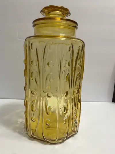 vintage amber glass jar , View more