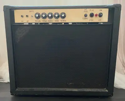 Started life as a Randall 112 combo. Now transformed into a Handwired, 40 watt, single channel Fende...
