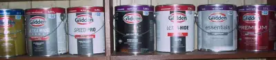 brand new w/ labels empty paint cans Glidden w/ lid 3.78 L size, View more