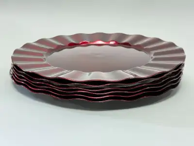 Set of 6 Metallic Red Charger Plates 13" Round Decorative Table, View more