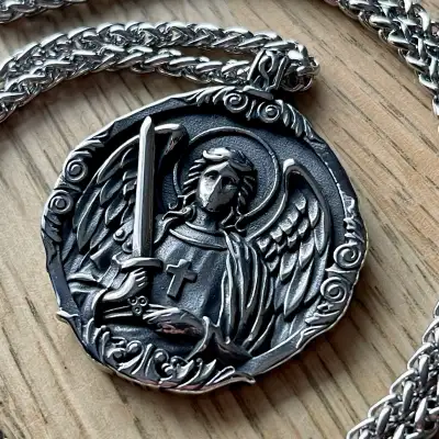 Saint Michael stainless steel necklace , View more