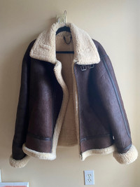 Bomber aviation real leather sheepskin jacket/coat 