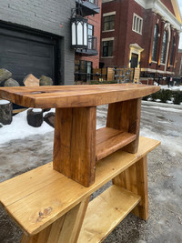 Wood bench Japanese Zen design 