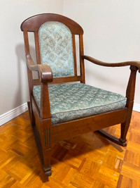 Vintage Oak Rocking and Matching Solid Chair