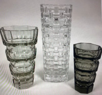 7 VASES - MIKADO PRESSED GLASS / LEAD CRYSTAL / MOSER / ORREFORS
