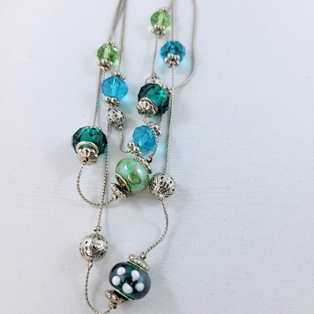 Necklace With Beads Green Blue Teal Jewelry Fashion Accessory Re in Jewellery & Watches in Strathcona County - Image 3