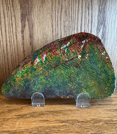 Ammolite gemstone display piece, View more