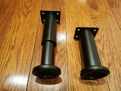 Set of 4 Black Metal Furniture Legs – Extend to 7” – Rubber Base, View more
