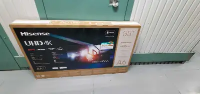 Nous soldons des téléviseurs intelligentes Hisense de 55po 4k, comme neuves dans sa boîte, parfait p...