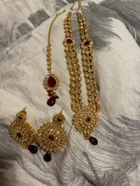  Maroon Indian necklace set