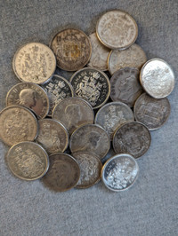 Silver 50 Cent Pieces  Pre 1967.  80% Silver Canada