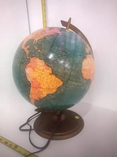 PARKER PICKERS - This is a fairly large light up electric metal world globe being 16" tall with stan...