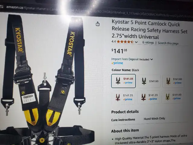 Kyostar 5 Point Camlock Quick Release Racing Safety Harness Set62864744536194123