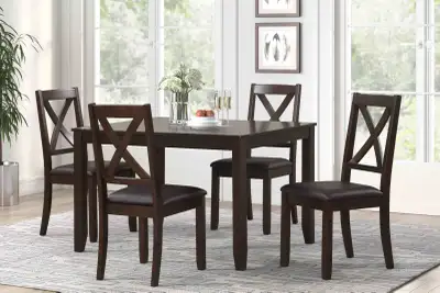 Dining Table with 4 solid hardwood chairs, Grey or Espresso, NEW, View more