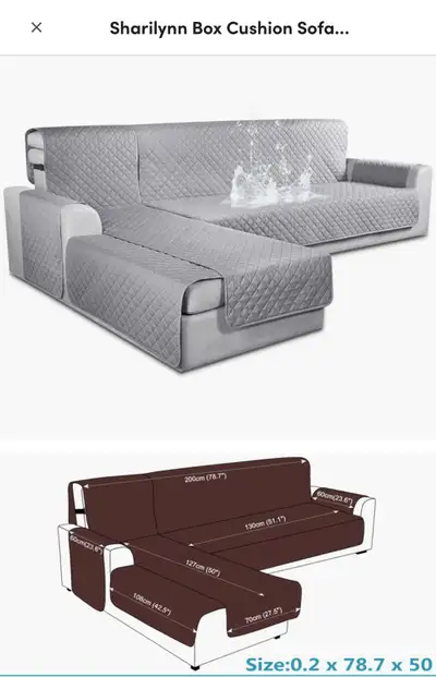 0.20" H x 78.7" W x 50" D Sharilynn Box Cushion Sofa Slipcover Stain Resistant, Water Resistant, Tea...