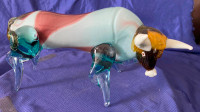 Vtg Murano Art Glass MCM Multi-Color Bull Sculpture Figurine 10"