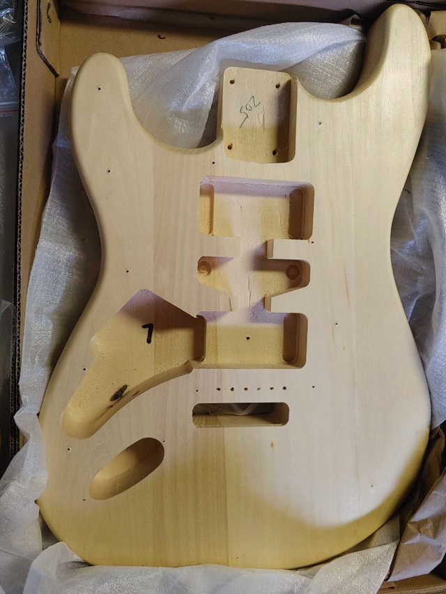Unfinished Lefty Strat Body + Pickguard + Hardware in Guitars in Belleville - Image 2