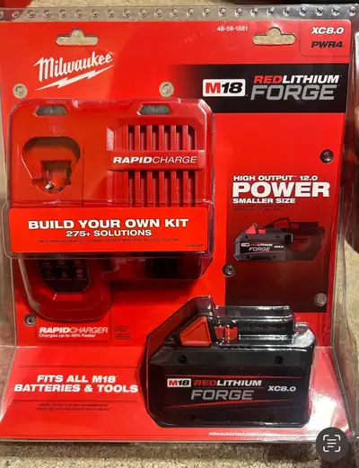 Brand new Milwaukee m18 Forge XC 8ah battery & rapid charger set, View more