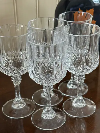 Vintage Luxury French Crystal White Wine Glasses Set of 5, View more