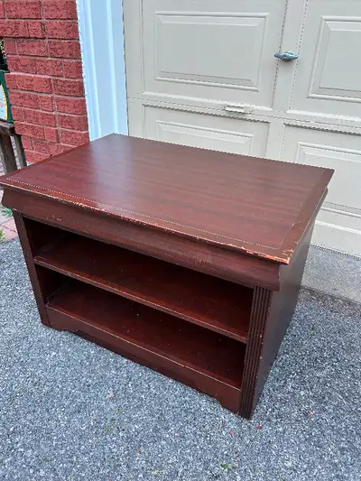 TV stand -wooden with two shelves underneath, View more