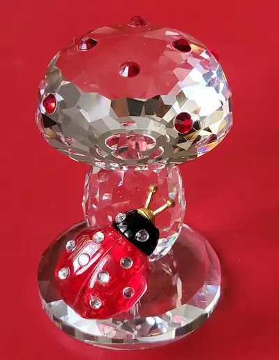 Crystal Mushroom Ladybug on Mushroom Figurine, View more