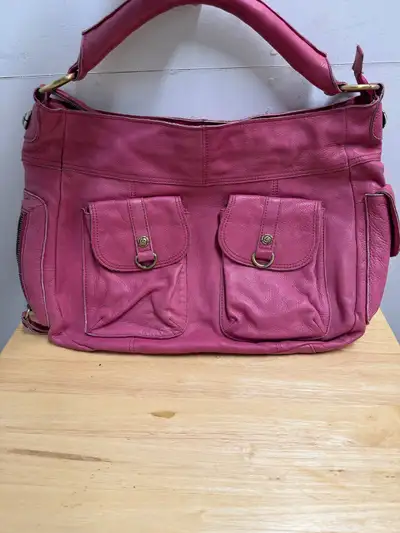 Rough Roses Pink Pebbled Leather Handbag 011 , View more
